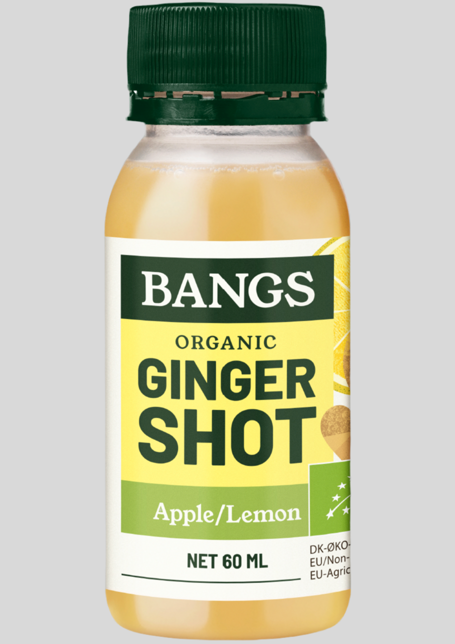 BANGS ORGANIC GINGER SHOT - APPLE/LEMON - 6 X 60ml